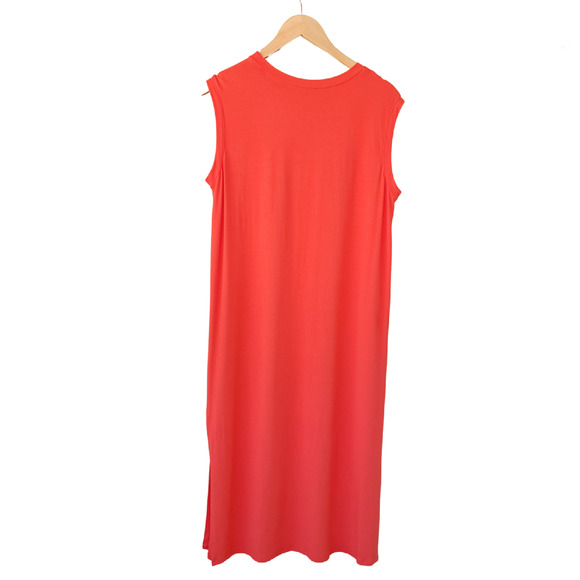 Eileen Fisher Orange Sleeveless Midi Dress Crewneck Shift Size Medium - Picture 9 of 9